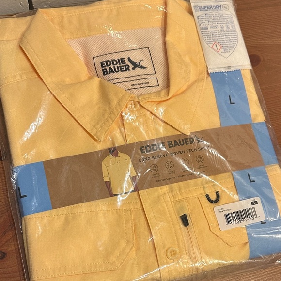 NWT Eddie Bauer Long Sleeve Shirt Men’s Large 42-44 Woven Tech Shirt New - Picture 2 of 6